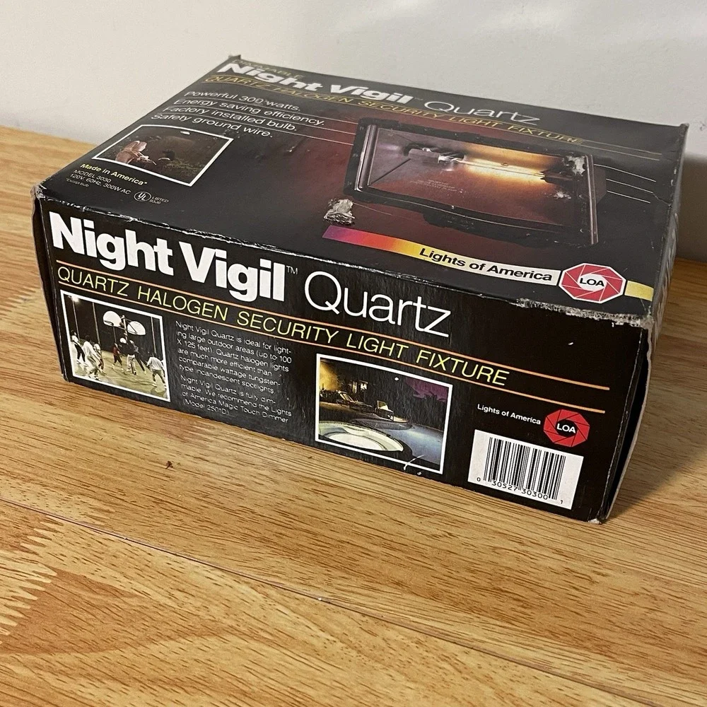 Vintage 1980s Night Vigil Quartz Halogen Security Outdoor Light Fixture Made USA